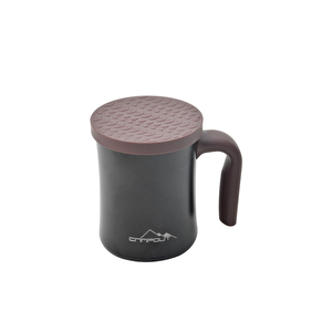 Campout Çift Katmanlı Termos Kupa Siyah 350 Ml