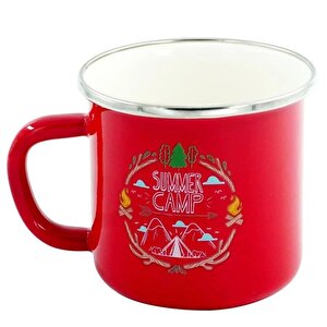 Retro Emaye Kupa Bardak Kırmızı Summer Camp 330 Cc