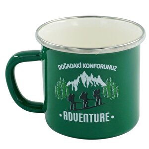 Retro Emaye Kupa Bardak Yeşil Adventure 330 Cc