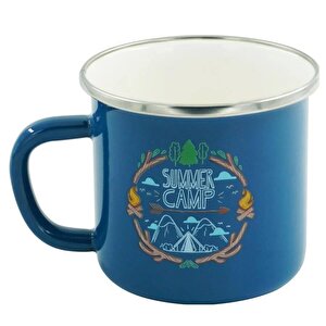 Retro Emaye Kupa Bardak Mavi Summer Camp 330 Cc