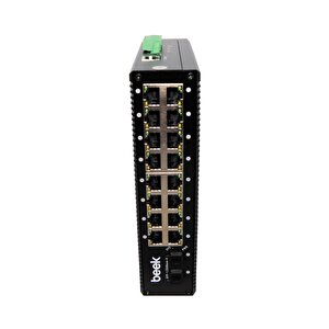 Yönetilebilir L2+ Endüstriyel Poe Switch
16 X 10/100/1000t Ieee802.3af/at Poe+ Port (port Başına 30.8 Watt) (poe Güç Bütçesi Maks. 240 Watt)
2 X 1/10g Sfp+
Din-ray Montajına Uygun
Beek 16 Port Gigabit Industria