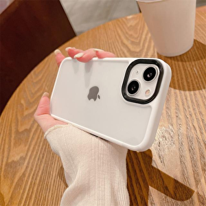 İphone 11 Pro Max Yanlari Renkli̇ Si̇li̇kon Parlak Arka Yüzeyli̇ Ti̇ger Hi̇bri̇t Kapak Beyaz