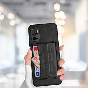 Xi̇aomi̇ Redmi̇ Note 11 Se Standli  Kartlikli Lüx Deri̇ Kilif Si̇yah