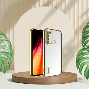 Xi̇aomi̇ Redmi̇ Note 8 Yanlari Renkli̇ Lens Korumali Logo Gösteren Mega Kilif Gold