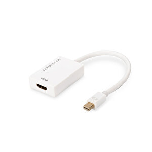 Mini Displayport (mini Dp) &lt;-&gt; Hdmi Adaptörü,  Mini Dp Erkek &lt;-&gt; Hdmi Tip A Dişi, 0.20 Metre, Hdmi 2.0, Aktif, Ce, Altın Kaplama, Beyaz Renk&lt;br&gt;
Displayport Adapter Cable, Mini Dp - Çok Renkli