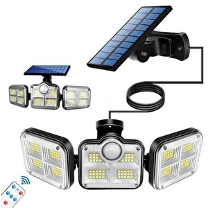Kumandalı Solar Güneş Enerjili 122 Ledli Hareket Sensörlü Bahçe Aydınlatma Sokak Lambası