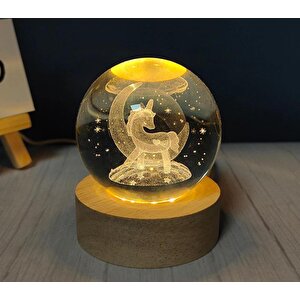 Unicorn Tasarımlı Işıklı Cam Küre Cap 6 Cm Kod 54 Çok Renkli