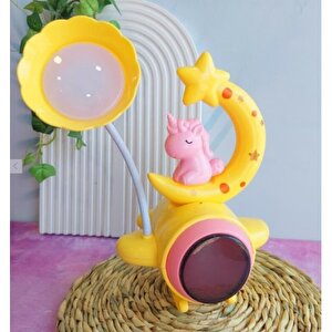 Çocuk Odası Ay Ve Unicorn Desenli Gece Lambası