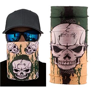Haki Kuru Kafa Baskılı Buff Bandana 25x48 Cm