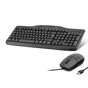 Kablolu Klavye Mouse Set Q Siyah Oak930