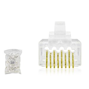 Cat6 Konnektör Ez Rj45 Delikli 100lü Paket Şeffaf Hdx5063