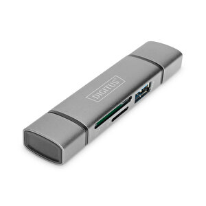 Digitus Çift Kart Okuyucu Hub, Usb-c™ / Usb 3.0, Otg ( Combo Kart Okuyucu Hub (usb-c + Usb 3.0),  1 X Sd, 1 X Microsd, 1 X Usb 3.0, Gri Renk)&lt;br&gt;
Digitus Dual Card Reader Hub Usb-c™ / Usb 3.0, O