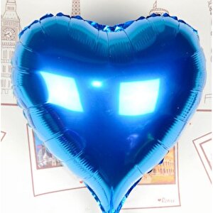 Kalp Uçan Balon Folyo Mavi 80 Cm 32 Inç