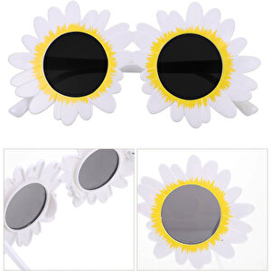 Beyaz Renk Papatya Şekilli Parti Gözlüğü 18x10 Cm