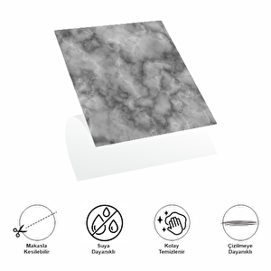 Decohandy  Pvc Duvar Karosu 30x30cm 4 Lü Paket - Mermer Desenli Siyah 0,36m2