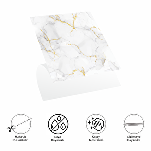 Decohandy  Pvc Yer Karosu 30x30cm 4 Lü Paket - Mermer Desenli Beyaz  0,36m2