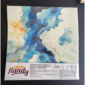 Decohandy 30x30 Cm Pvc Duvar Karosu 4 Lü Paket - Mavi Desen
