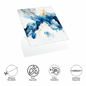Decohandy 30x30 Cm Pvc Duvar Karosu 4 Lü Paket - Mavi Desen