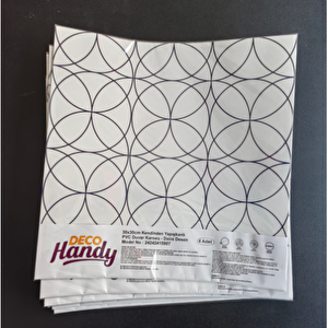 Decohandy  Pvc Yer Karosu 30x30cm 4 Lü Paket - Siyah Daire Geometrik Desen  0,36m2