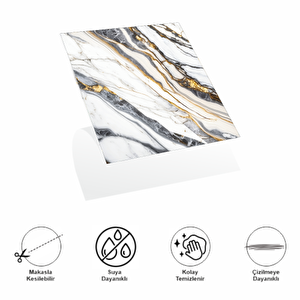 Decohandy Pvc Yapışkanlı Yer Karosu 30x30cm 4 Lü Paket - Beyaz İnci 0,36m2