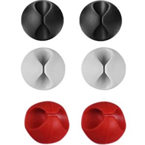 Yapışkanlı Kablo Sabitleyici Düzenleyici 6 Lı Paket (2 Beyaz-2 Kırmızı-2 Siyah)