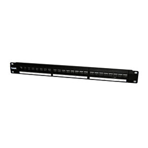 Beek 24 Port Modüler Boş Patch Panel, Zırhlı/ekranlı (shielded), Arkadan Kablo Düzenleyicisi Ile Birlikte, 1u Yüksekliğinde, Siyah Renk, Metal