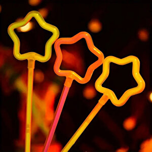 Glow Stick Yıldız Asa Kırılınca Yanan Yıldız Çubuklar 6 Renk 6 Adet Çok Renkli