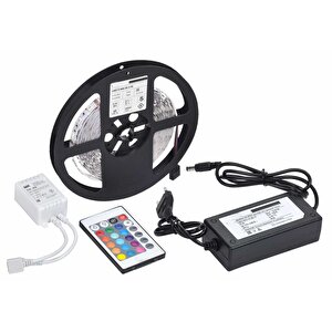 5 Mt 3 Cipli Rgb Şerit Led Silikonlu Adaptör Uzaktan Kumanda Tak Çalıştır