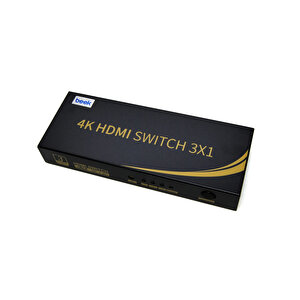 Beek 3 Port Ultra Hd 4k Hdmi Switch, 3 Giriş - 1 Çıkış, Uzaktan Kumandalı, 4k2k, 3d Görüntü Formatlarını Destekler, Hdmi 2.0, Hdcp 2.3 Uyumlu&lt;br&gt;
Beek Uhd 4k Hdmi Switch 3 Ports, Ir Remote Contr
