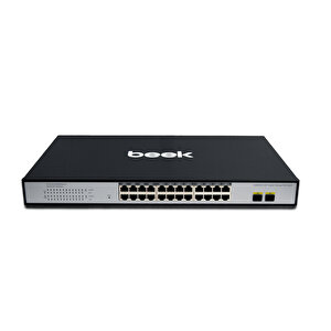 Beek L2 Web Smart Switch&lt;br&gt;
24 X 10/100/1000mbps Ieee802.3af/at Poe+ Port (port Başına 30.8 Watt) (poe Güç Bütçesi Maks. 300 Watt)&lt;br&gt;
2 X 1000base-x Sfp Yuva (1.25gbps Sfp Uplink Port) ( Çok Renkli
