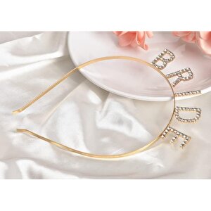 Altın Gold Renk Bekarlığa Veda Kristal Taş Bride Tacı İthal
