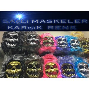 Saçlı Kuru Kafa İskelet Maske 1 Adet