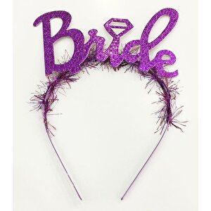 Mor Renk Bekarlığa Veda İtalik Yazı Alyanslı Bride Taç