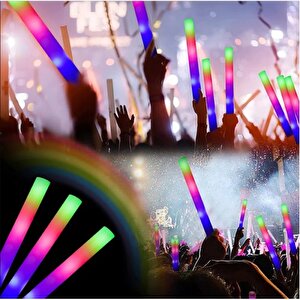 Led Işıklı Rengarenk Sünger Parti Çubuk Işıklı Kauçuk Sopa 46 Cm