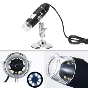 1600x Usb Dijital Mikroskop Kamera Endoskop 8 Led Büyüteç Metal Standı Çok Renkli