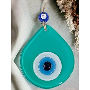 Orta Boy Açık Yeşil Damla Desen Nazar Boncuklu Duvar Dekoru Cam Duvar Süsü