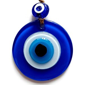 Nazar Boncuklu Mavi Renk Mini Duvar Süsü Dekoratif Hediyelik Cam Eşya