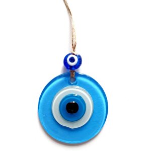Nazar Boncuklu Bebek Mavisi Renginde Mini Duvar Süsü Dekoratif Hediyelik Cam Eşya
