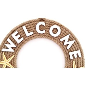 Jüt İpten Deniz Yıldızlı Nazar Boncuklu İncili Deniz Yıldızlı Welcome Yazılı Kapı Süsü