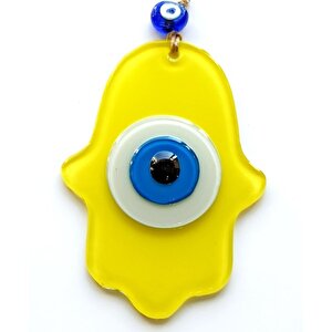 Nazar Boncuklu Sarı Fatma Ana Bereket Eli Cam Duvar Süsü