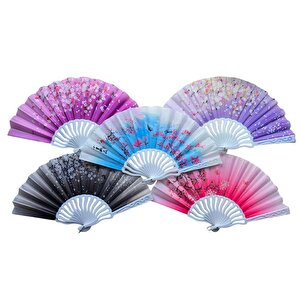 Plastik Kumaş Yelpaze 12 Li Karışık Ob-047