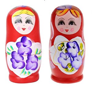 Rusya Dan Geleneksel Dekoratif Ahşap Matruşka Seti 5 Adet