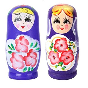 Rusya Dan Geleneksel Dekoratif Ahşap Matruşka Seti 5 Adet