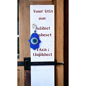 Nazar Boncuklu Şeffaf Mavi Fatma Ana Bereket Eli Cam Duvar Süsü