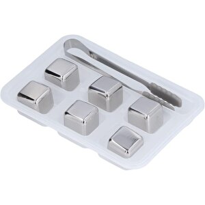 6 Lı Çelik Metal Kaplama Viski Taşı Soğutma Buz Küpü