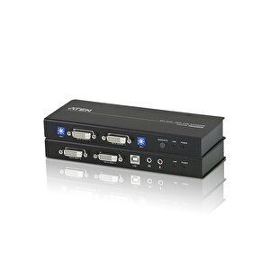 Dvi Dual View Cat 5 Kvm (keyboard/video Monitor/mouse) Mesafe Uzatma Cihazı, Ses (hoparlör Ve Mikrofon) Bağlantı Desteği, 60 Metre, Usb Konsol, Esd Ve Gerilimdeki Ani Yükselmelere Karşı Korumalı&lt;br