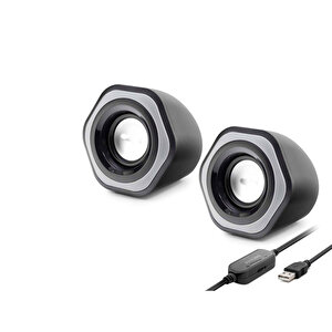 Bilgisayar Hoparlörü 1+1 Usb + 3.5 Mm + Ses Kontrol Siyah Spa2209