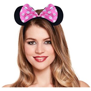 Pembe Fiyonklu Minnie Mouse Tacı Mini Kulak