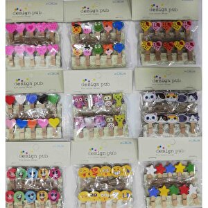 10 Lu Şekilli Ahşap Mandallar 3.5cm (10 Lu Set-10 Paket)