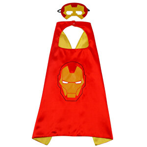 Demir Adam İron Man Avengers Pelerin + Maske Kostüm Seti 70x70 Cm